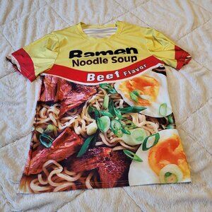 Ramen Noodle Tee Soup Cup noodle T-Shirt Funny Casual Print beef flavor Small S